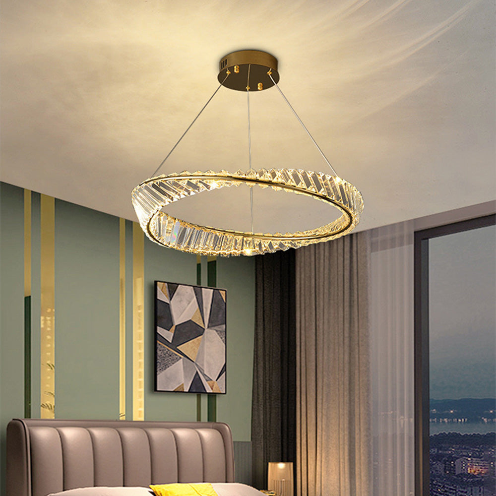 Gusosal Modern Luxury Round Glass Chandelier, Gold