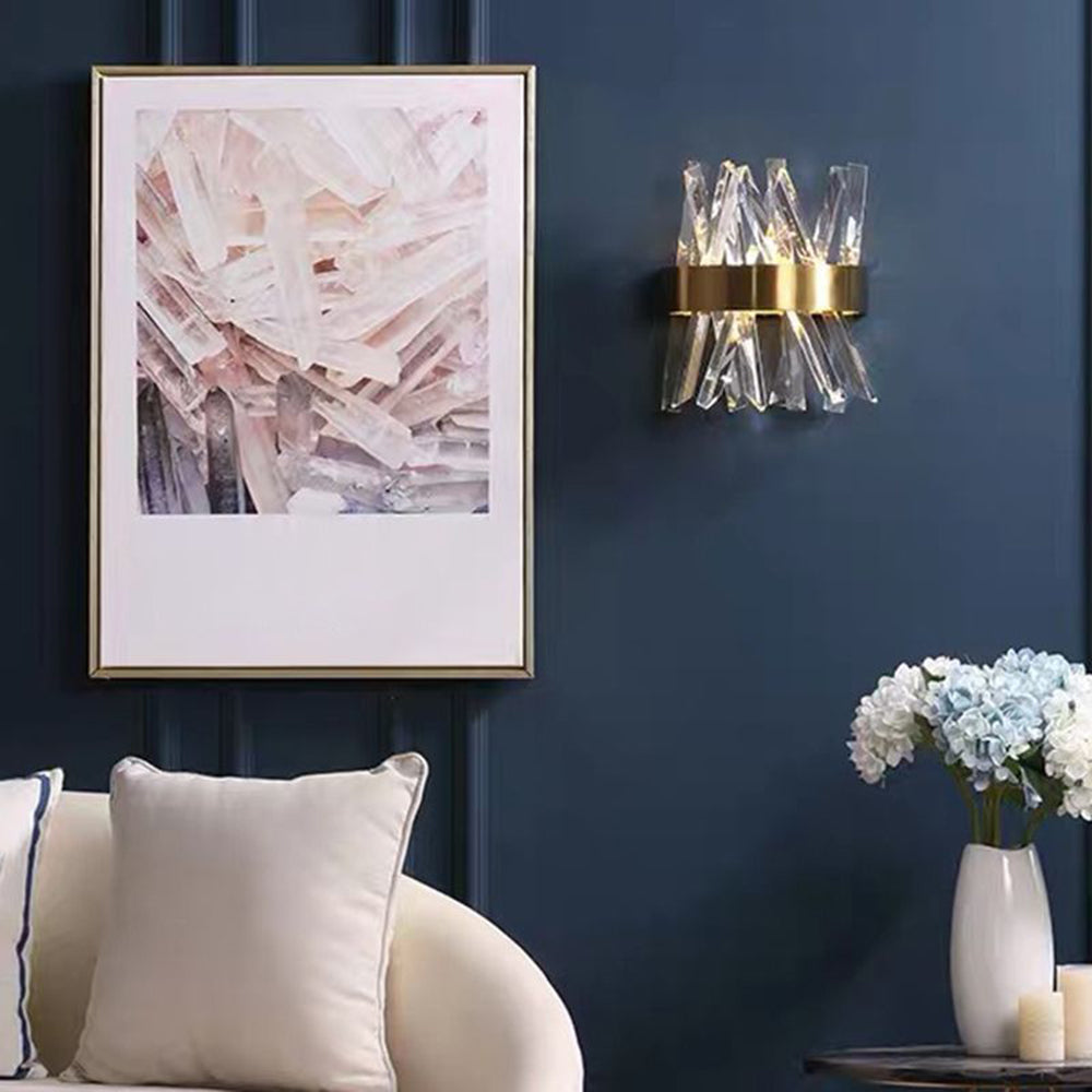 Cikutar Decorative Geometric Crystal/Metal Wall Lamp, Gold