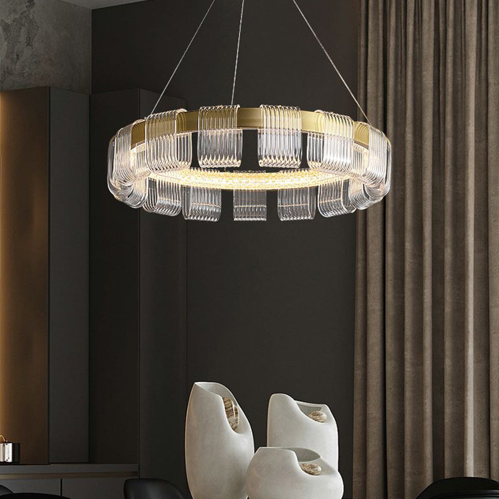 Maguvot Modern Ring Pendant Light, White/Gold