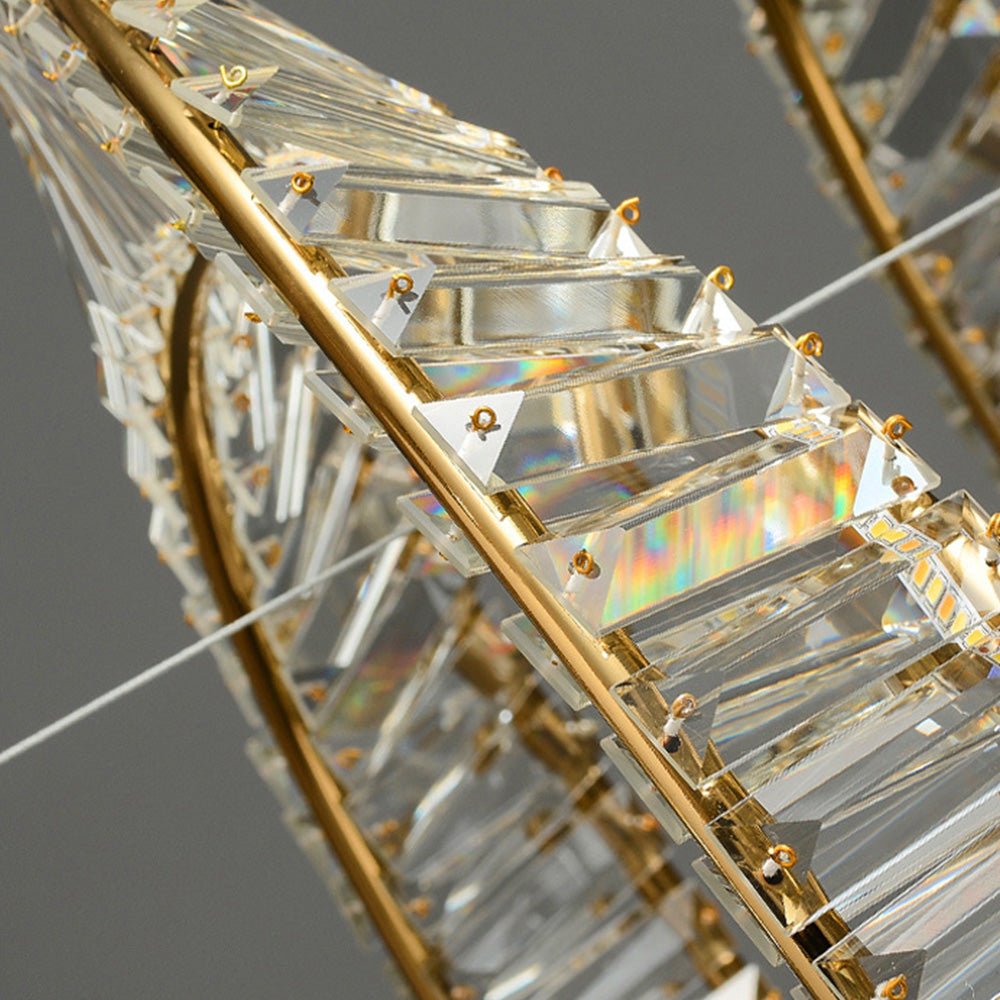 Gusosal Modern Luxury Round Glass Chandelier, Gold
