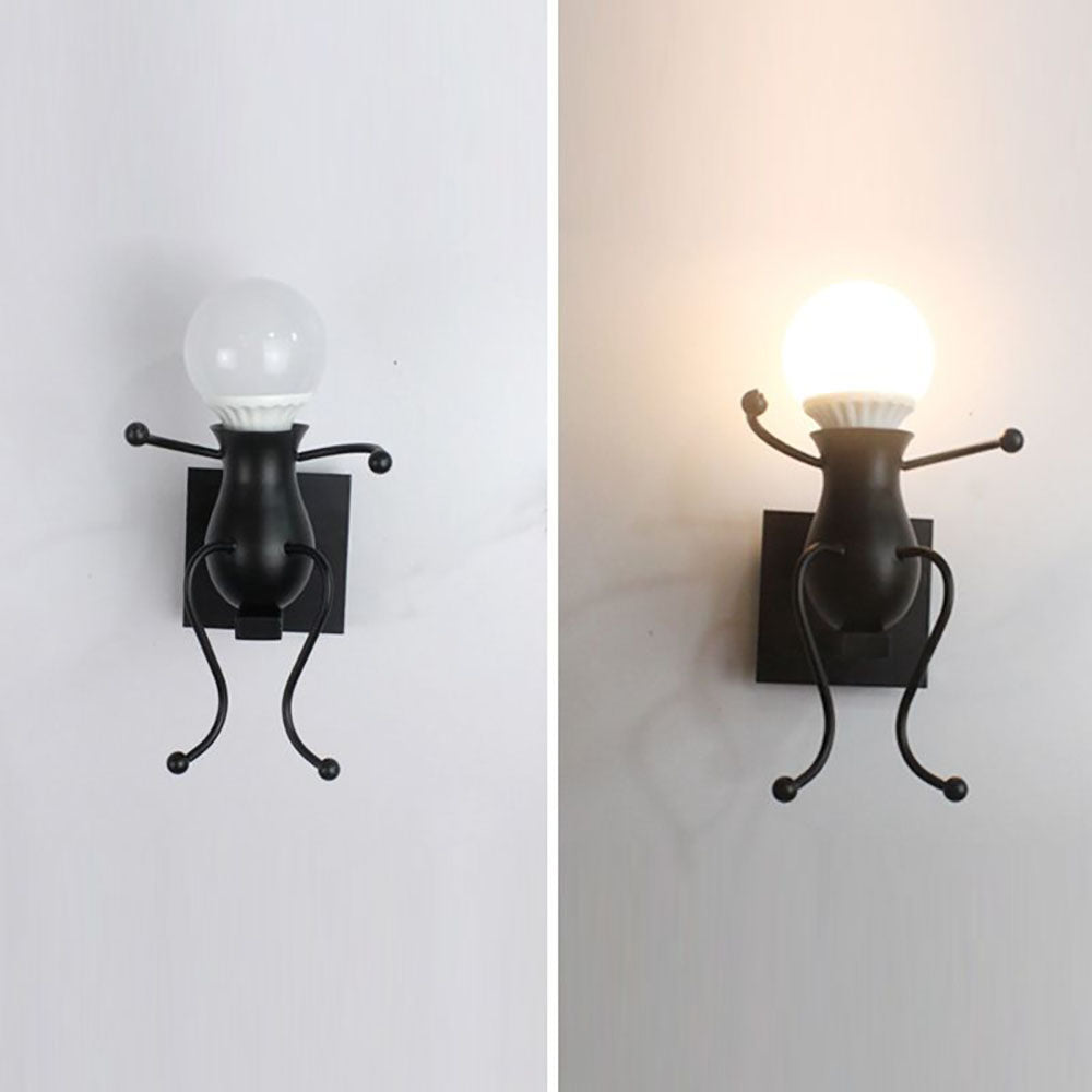 Relarat Modern Decorative Man Metal Wall Lamp, White/Black