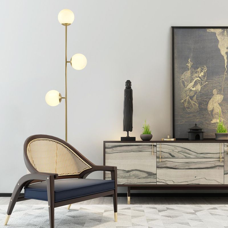 Sogopel Modern Globe Brass/Glass Floor Lamp, 3 Heads