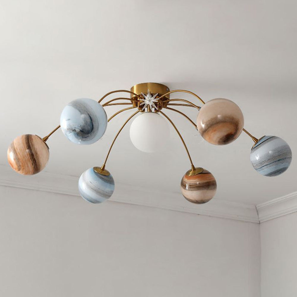 Zomovir Modern Planet Flush Mount Ceiling Light, Living Room