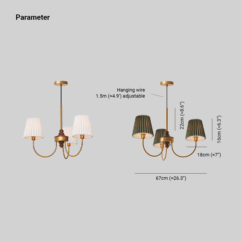 Pesotek Modern Retro Fabric Chandelier, White/Green