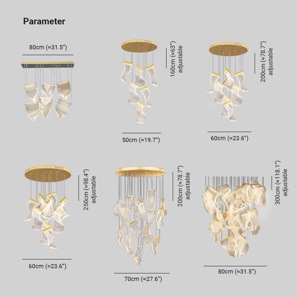 Melibami Luxury Artistic Chandelier, Gold