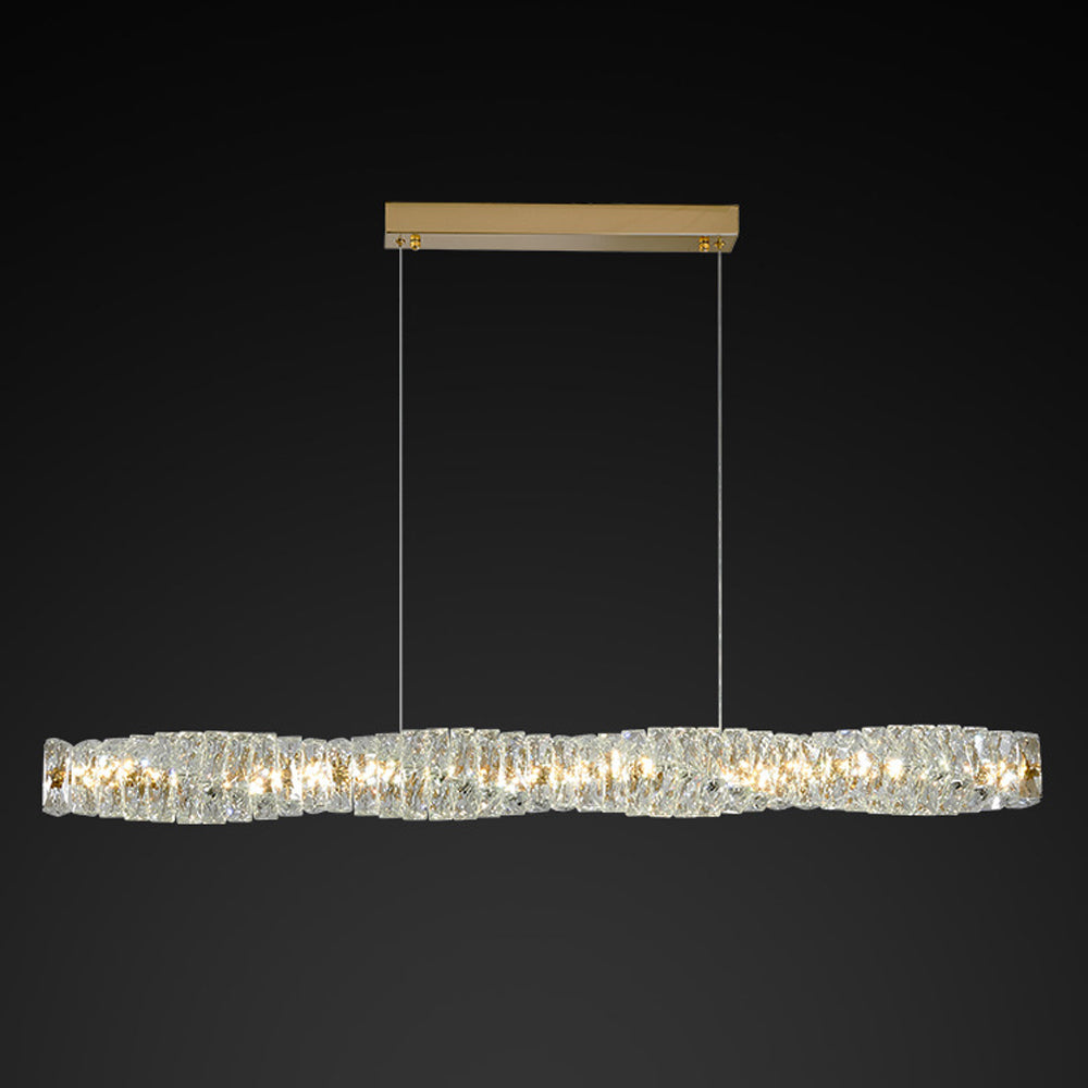 Jonadit Crystal Sliver and Gold Pendant Light, Stainless Steel