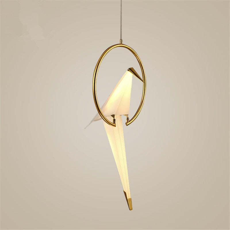 Mubagir Modern Nordic Post Modern Bird Pendant Light, White/Clear