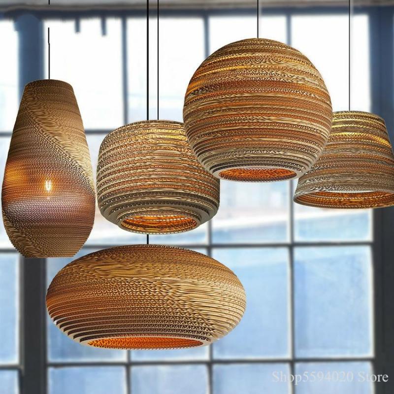 Cekitod Pastoral Silkworm Rustic Paper Pendant Light
