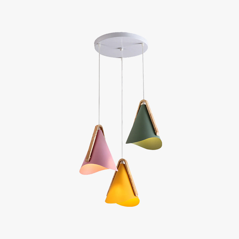 Jegogas Modern Cone Pendant Light, Wood/Metal
