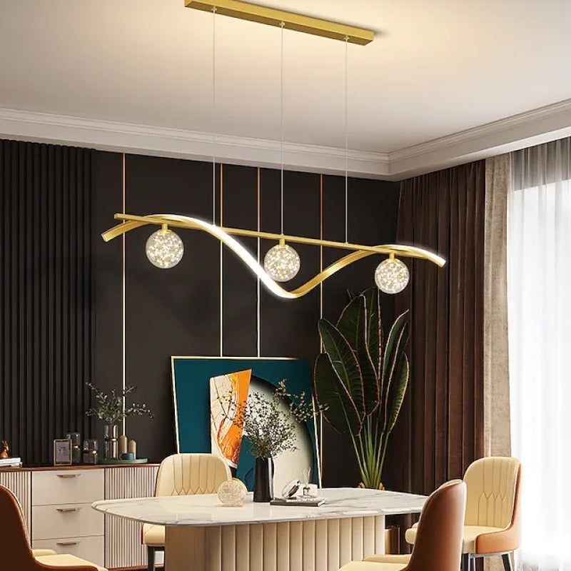 Junutas Graceful Arc with Glass Globes Pendant Light
