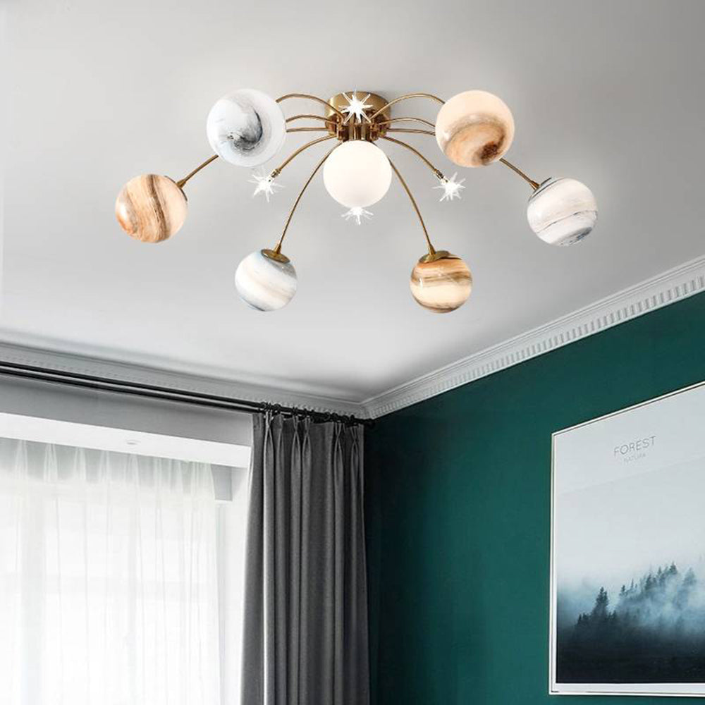 Zomovir Modern Planet Flush Mount Ceiling Light, Living Room