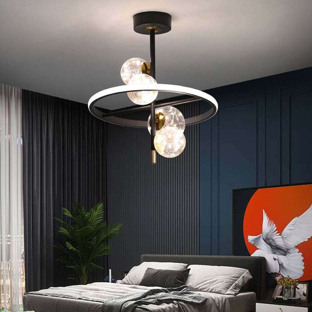 Resilak Semi-Flush Mount Ceiling Light, Gold & Black, 2 Style