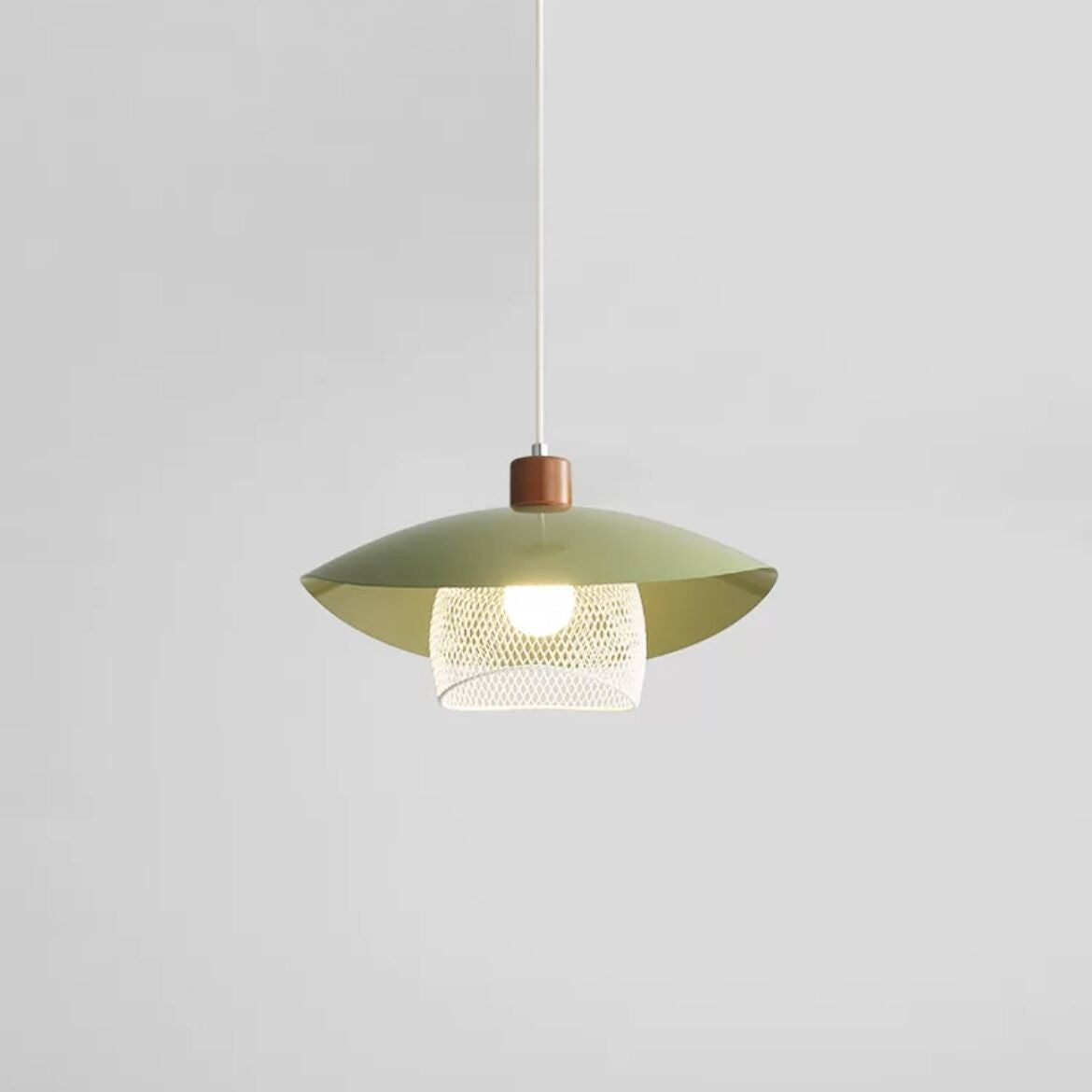 Fobasus Modern LED Pendant Light Beige/Green/Wood Dining Room