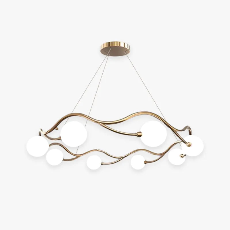 Boraser Modern Designe Wave Metal/Glass Pendant Light, White/Gold