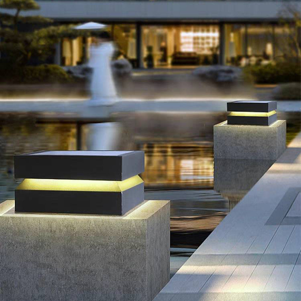 Corvex Outdoor Lamp Modern Concave Black Solar-Relic Pieces