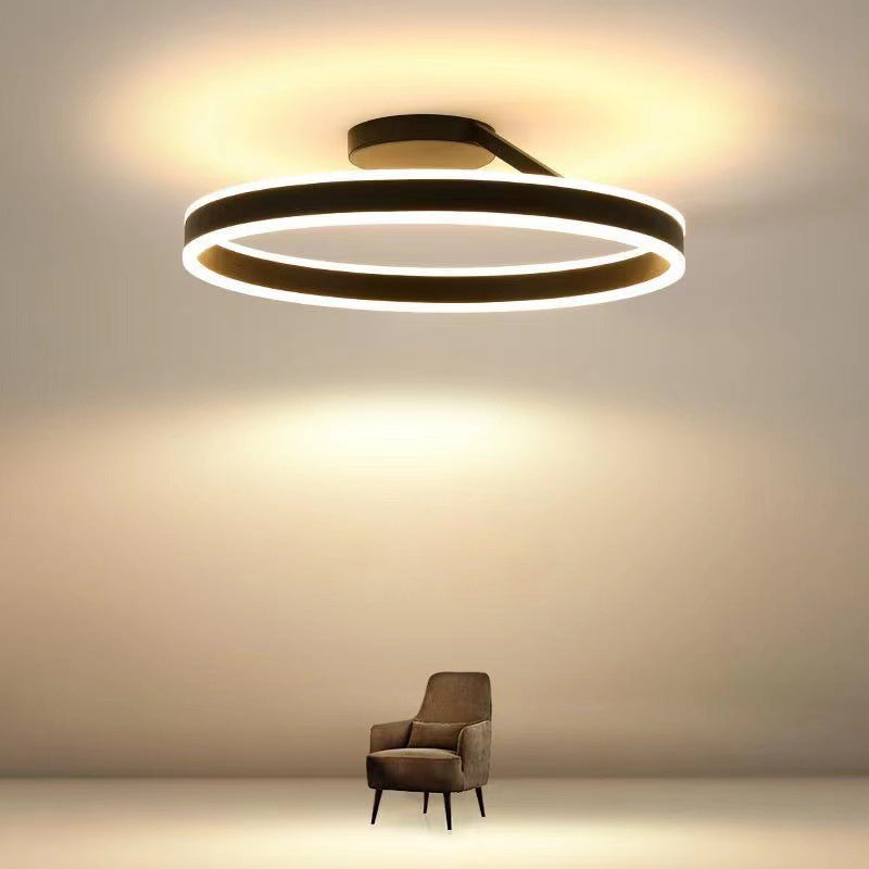 Solinor Modern Circle Flush Mount Ceiling Light, Black & White-Relic Pieces