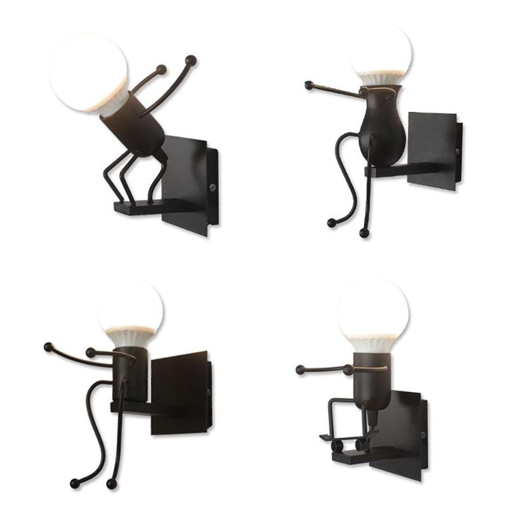 Relarat Modern Decorative Man Metal Wall Lamp, White/Black