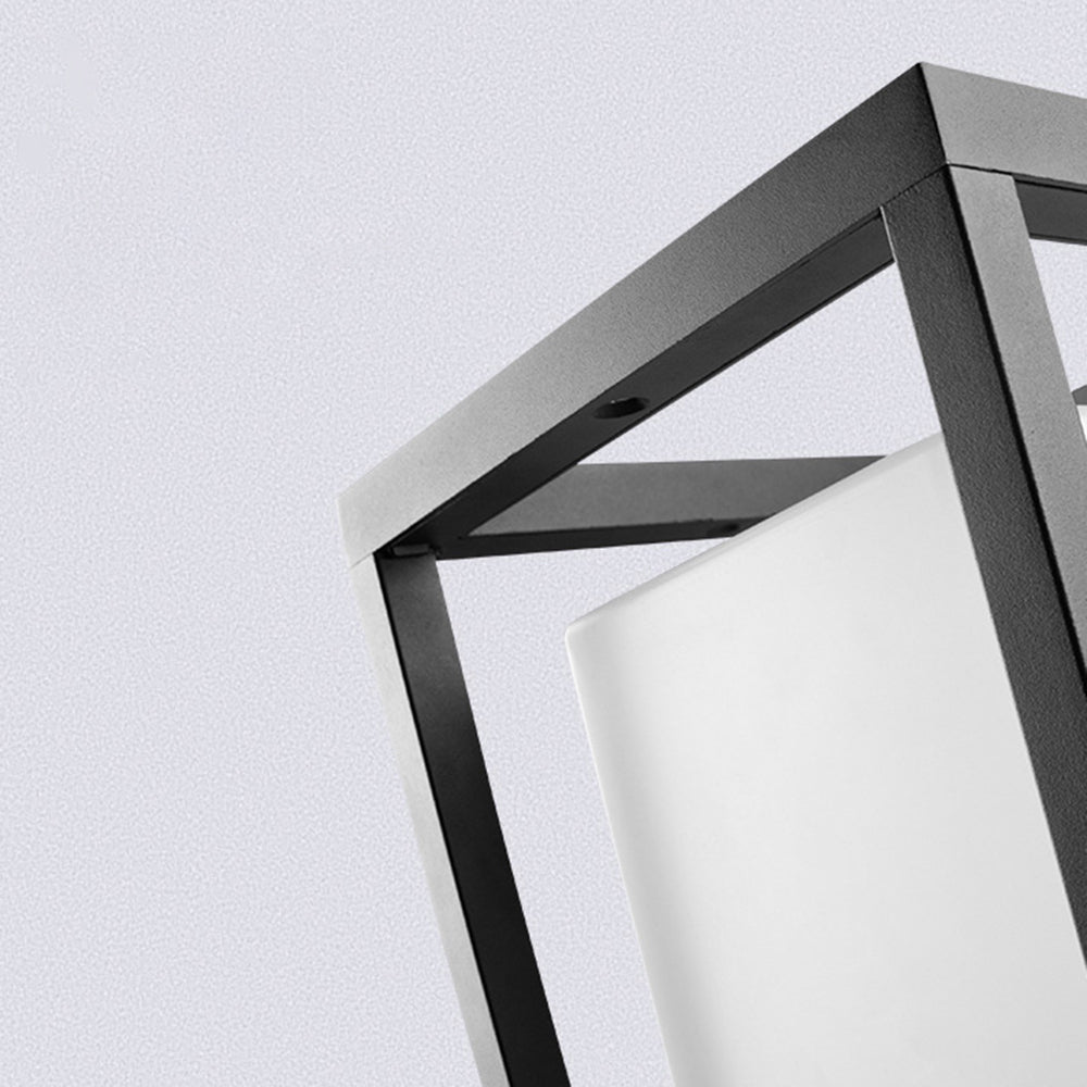 Kelaban Modern Rectangular Metal Outdoor Lamps, Black