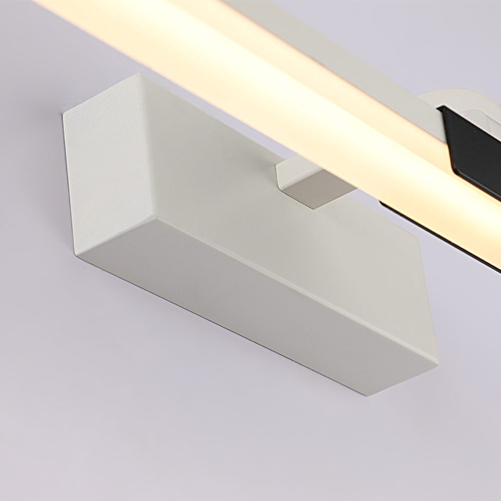 Homemil Modern Linear Mirror Front Metal Vanity Wall Lamp, Black/White