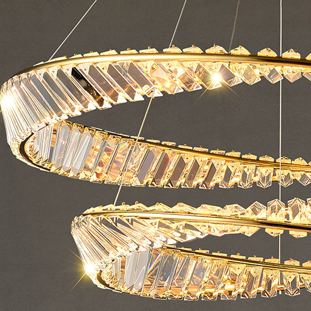 Gusosal Modern Luxury Round Glass Chandelier, Gold