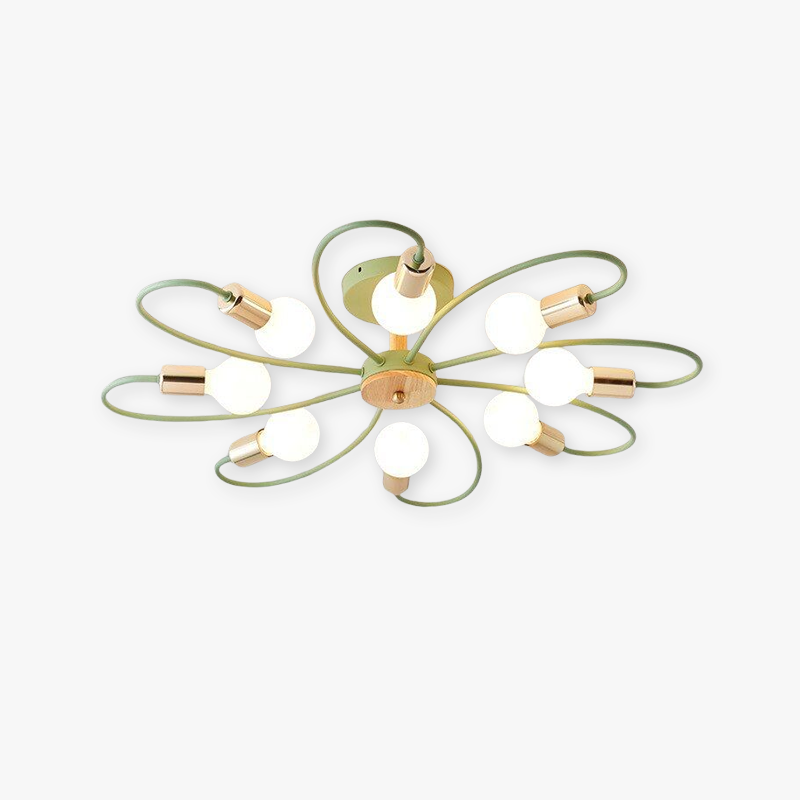 Vusumak Elegant Metal/Glass Flush Mount Ceiling Light, Grey/Green
