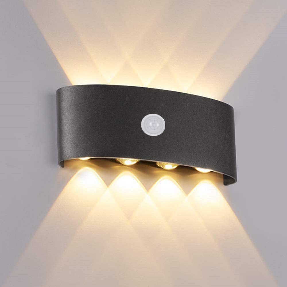 Pikitur Modern Simple Metal/ Fixtures Up And Down LED Light Wall Lamp, Black/White