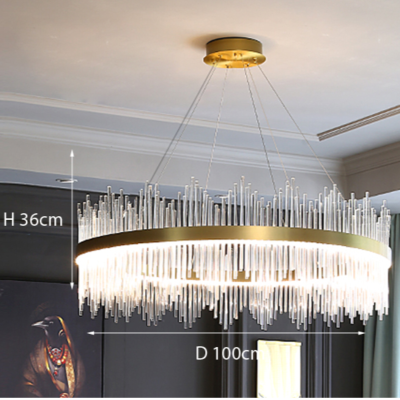 Pematud Modern Round/Rectangular Chain Chandelier, Gold