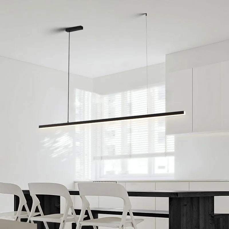 Jeketas Minimalist Linear Metal Pendant Light, White/Black