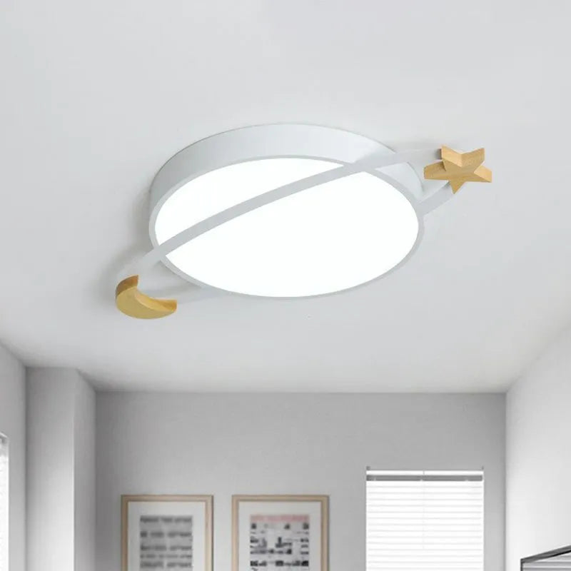 Kibokan Modern Round Flush Mount Ceiling Light, Grey/White/Green