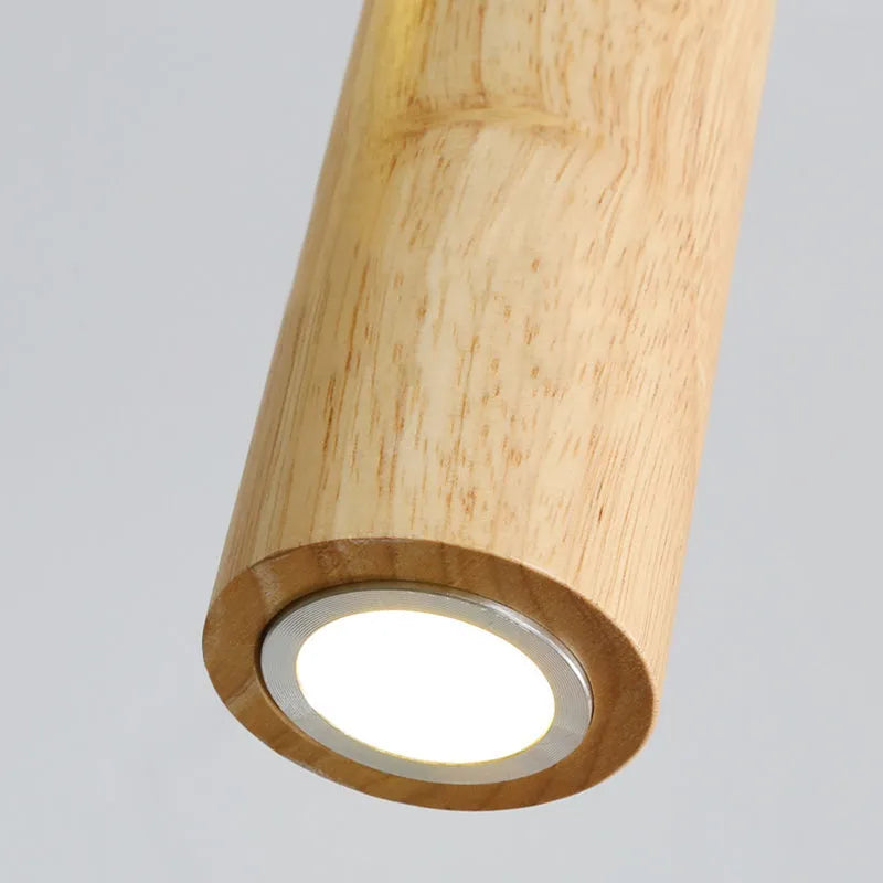 Husedes Cylindrical Wood Pendant Light, for Bedroom & Kitchen Island