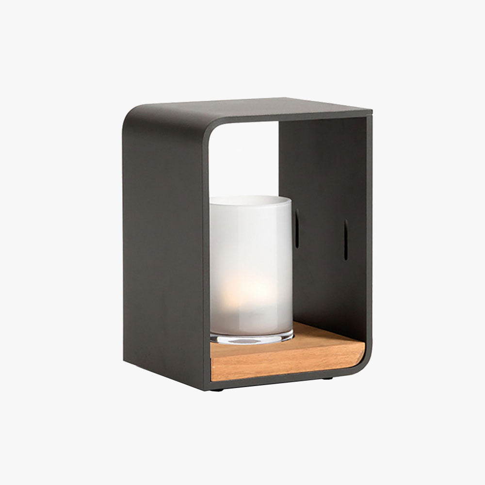 Fobuged Minimalist Cuboid Candle Solar Outdoor Floor Lamp Black