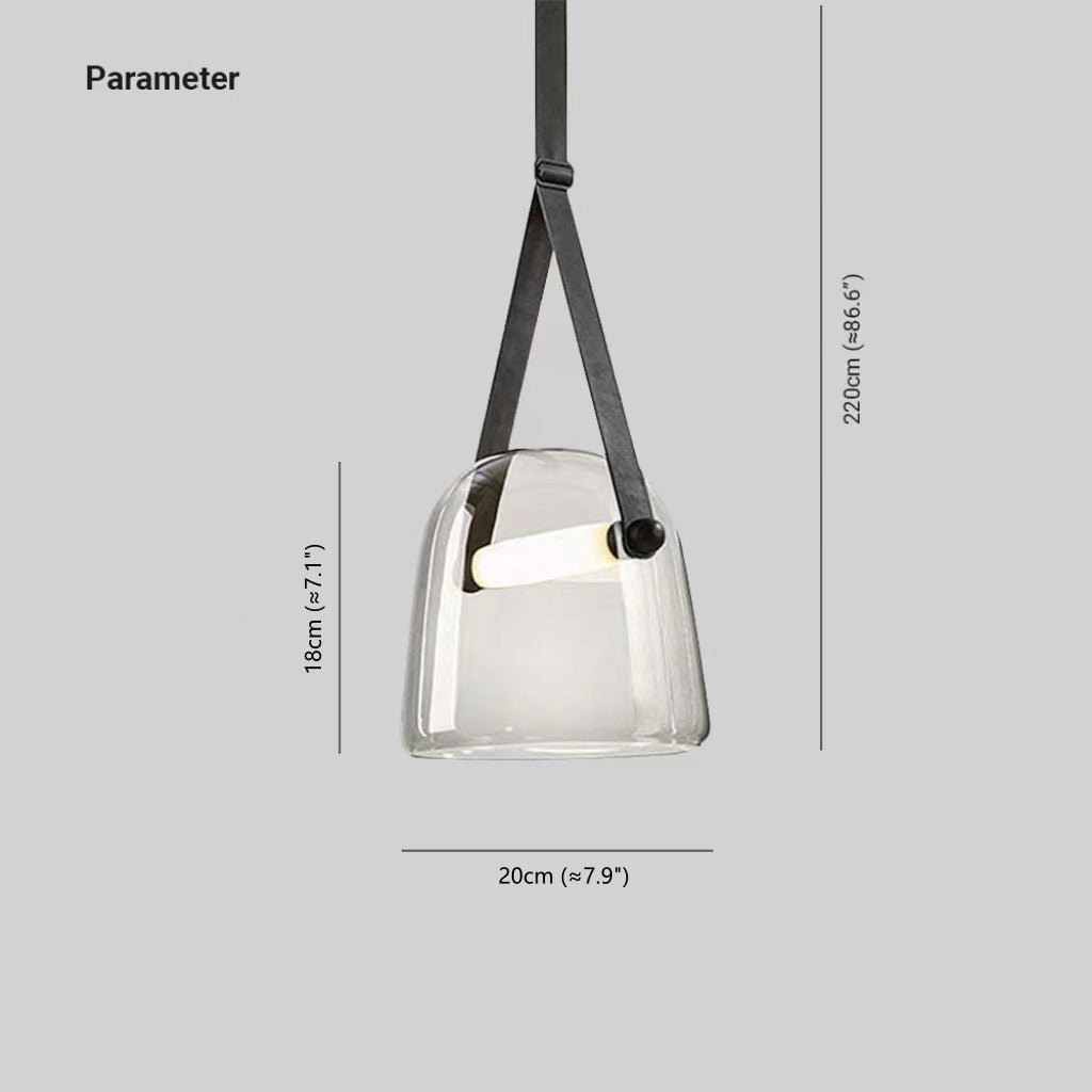 Nebitir Modern Nordic Leather/Glass Pendant Light, Grey/White