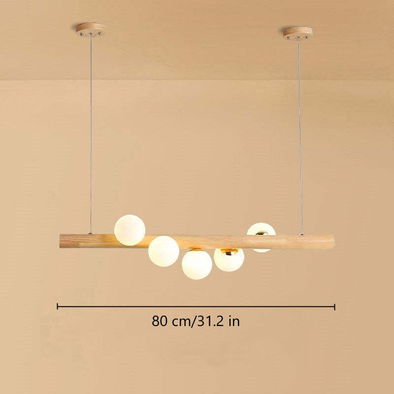 Taribid Glass Bubble Pendant Light Wood/Walnut