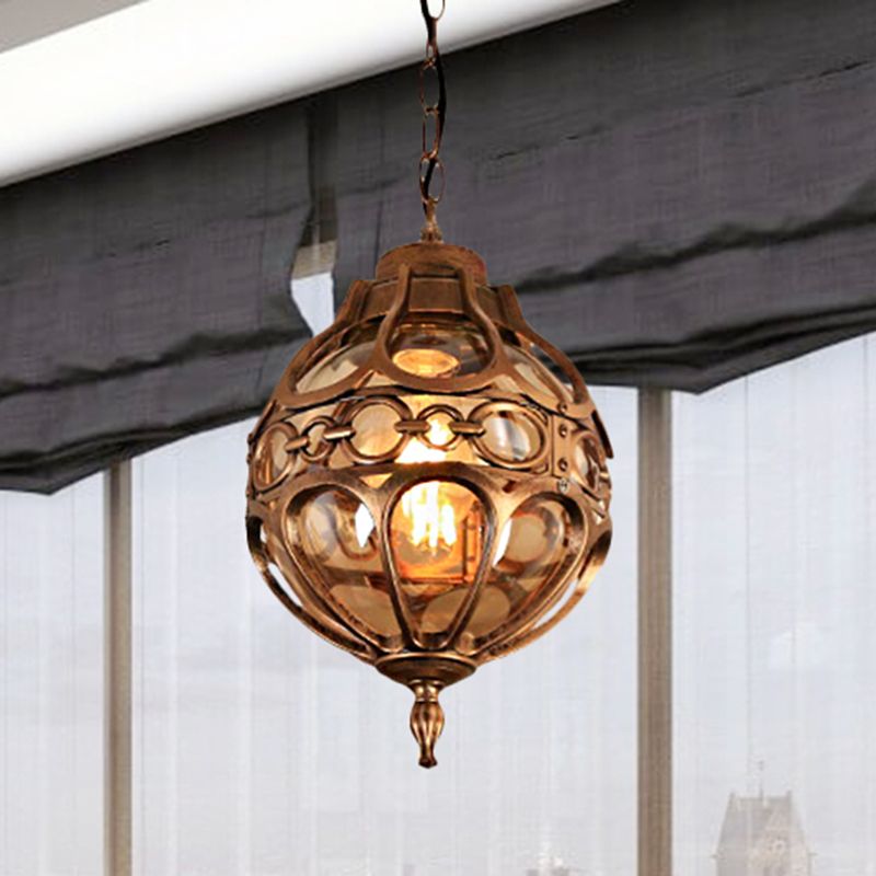 Mumakoke Loft Sphere Vintage Farmhouse Rustic Pendant Light Black/Bronze Dining Room
