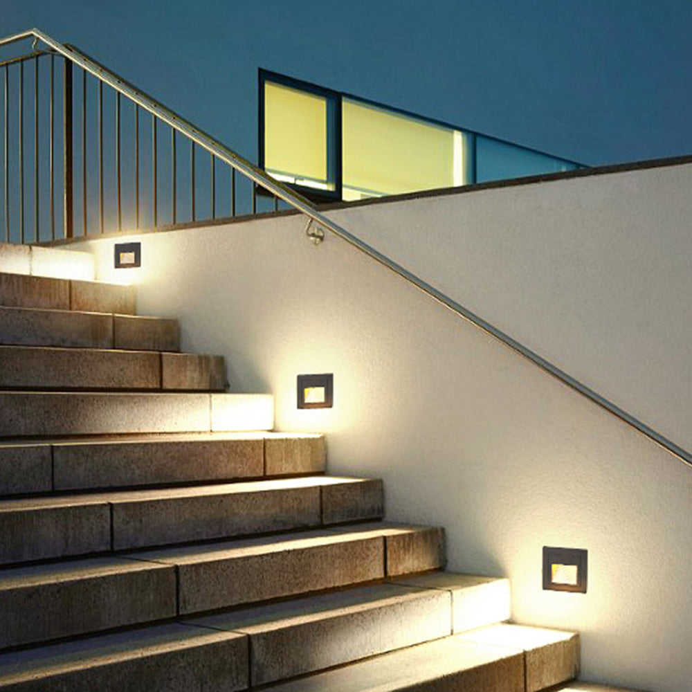 Masolem Modern Metal Square Outdoor Deck/Step Light, Black
