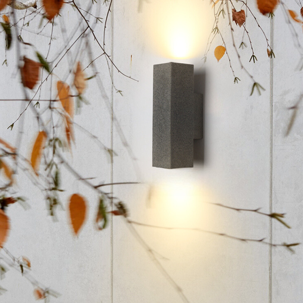 Ginilom Minimalist Cement Square Outdoor Wall Lamp, White