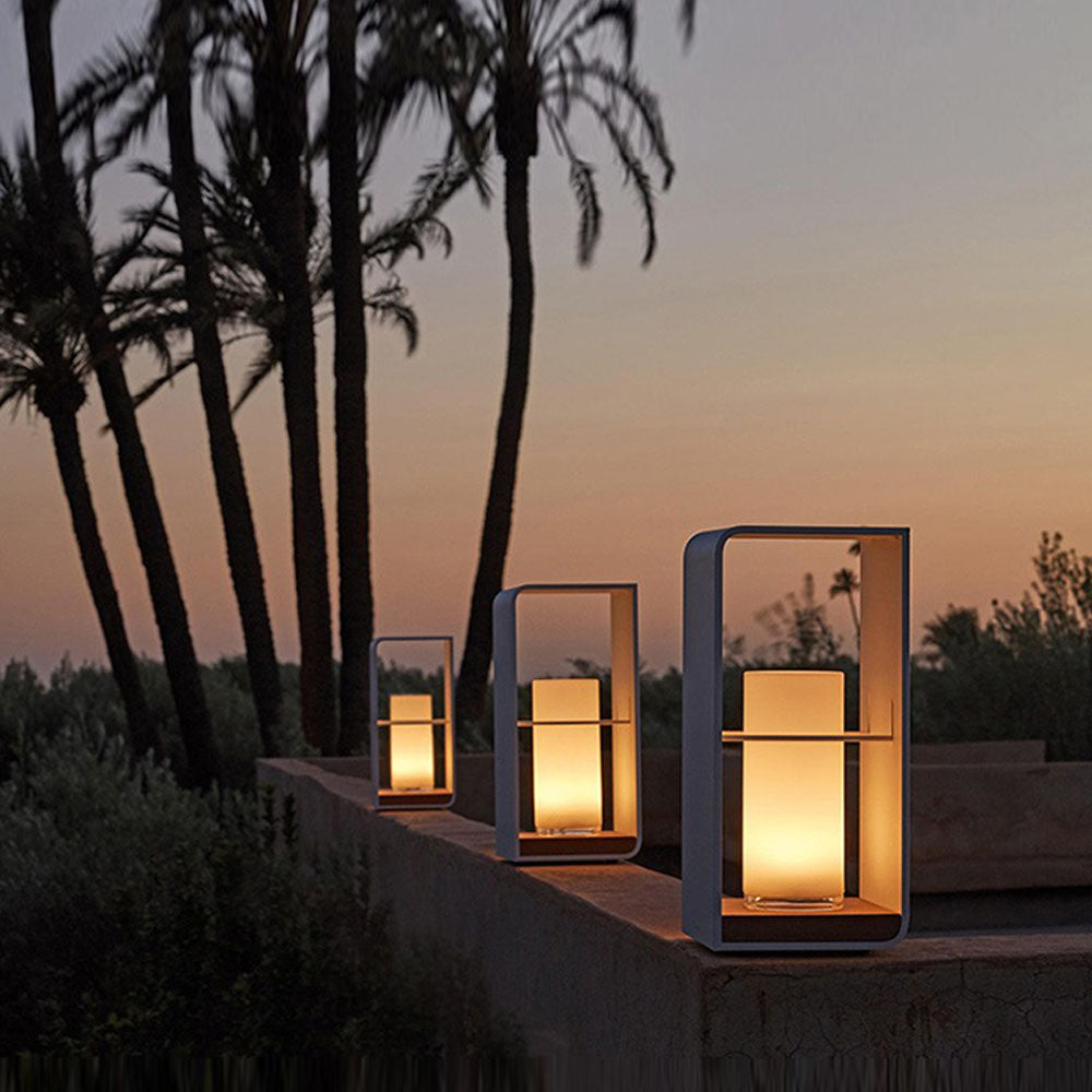 Fobuged Minimalist Cuboid Candle Solar Outdoor Floor Lamp Black