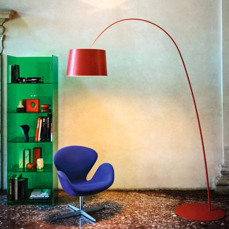 Cenerok Floor Lamp Cool Modern, Metal Arc, Black/White/Red/Blue, Bedroom