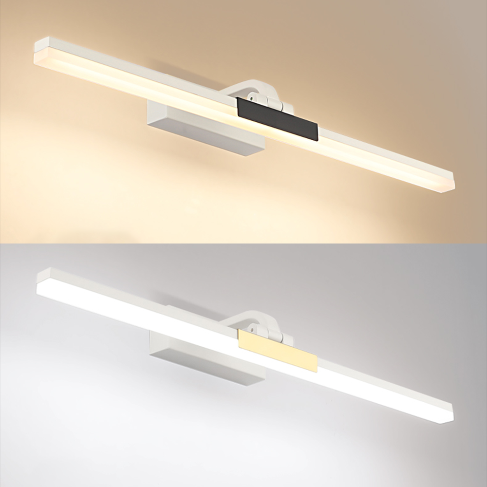 Homemil Modern Linear Mirror Front Metal Vanity Wall Lamp, Black/White