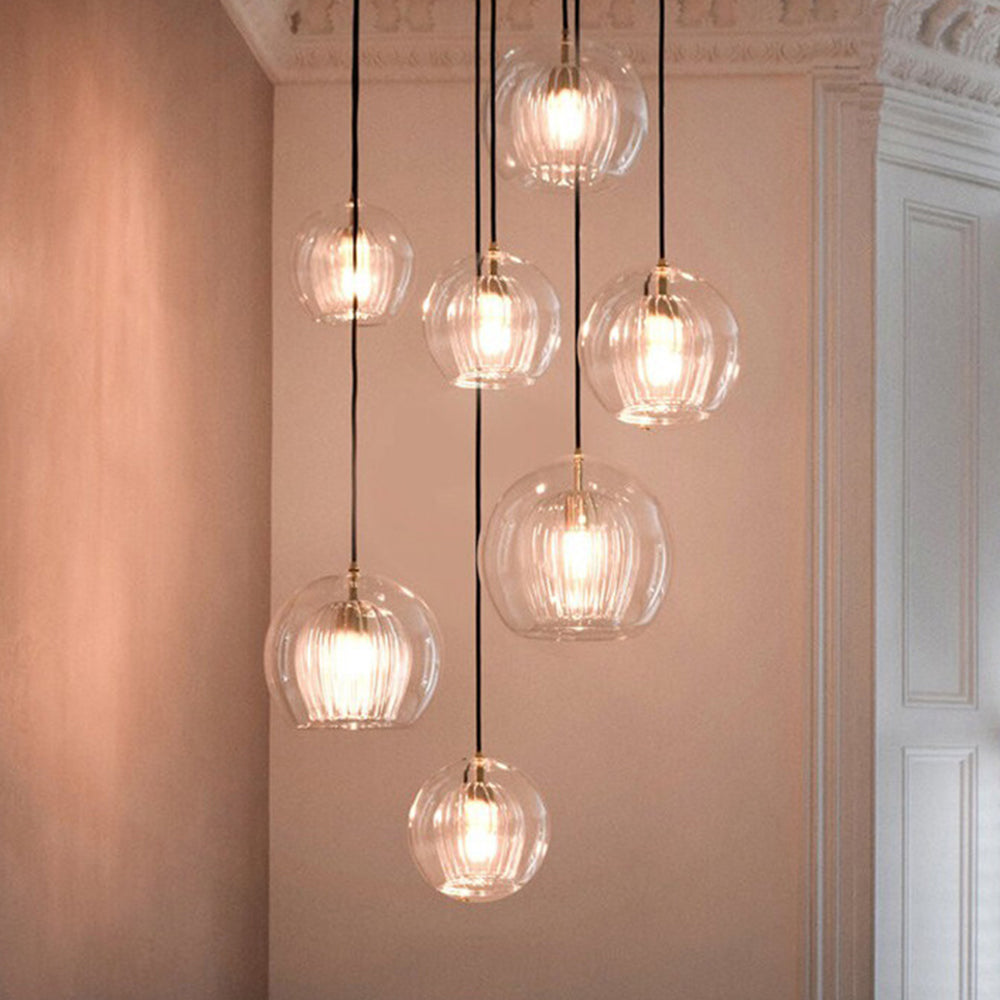 Althio Pendant Light Glass Globe Clear Amber-Relic Pieces