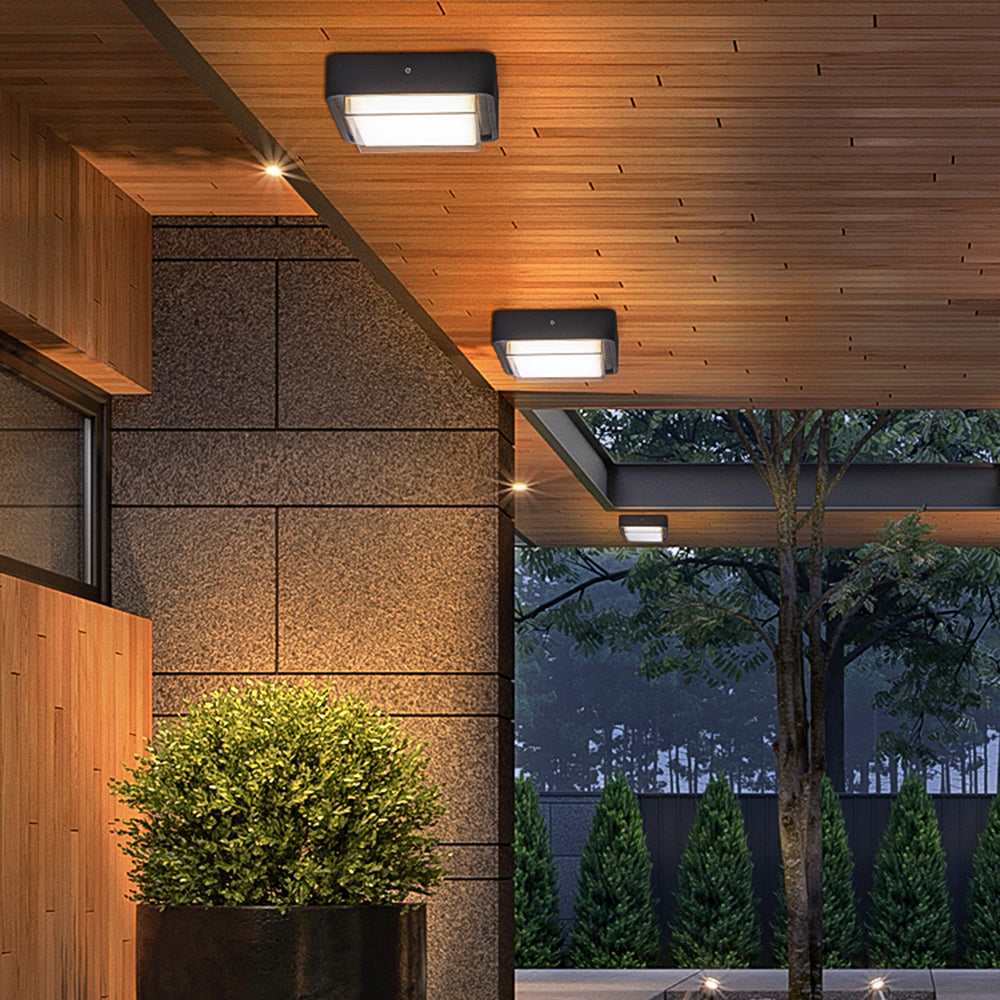 Jesutul Modern Flush Mount Ceiling Light, Metal/, Square/Round, Black/Brown