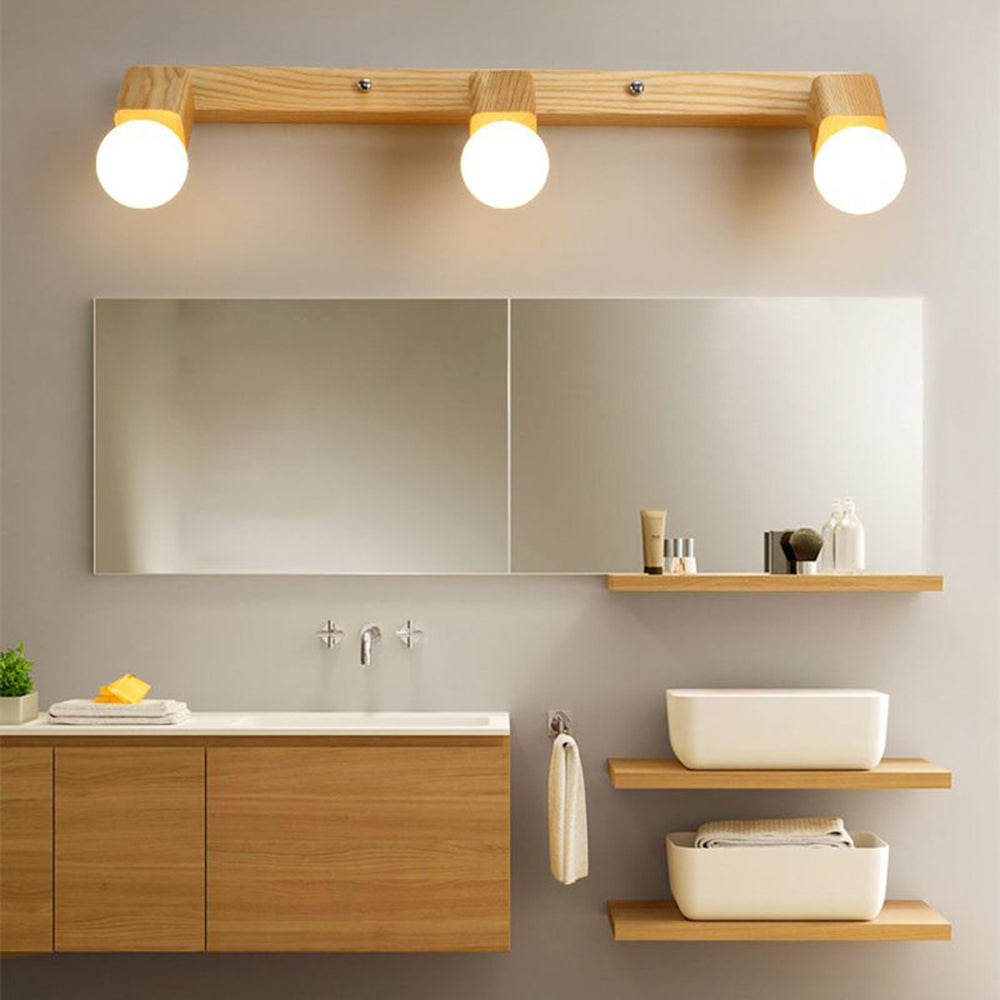 Fapukut Modern Square Globe Metal/Wood Wall Lamp, Vanity Light