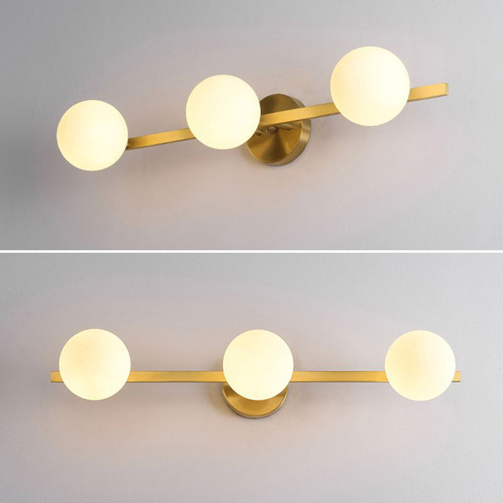 Lomisek Retro Globe Linear Metal/Glass Wall Lamp, Gold, Bathroom