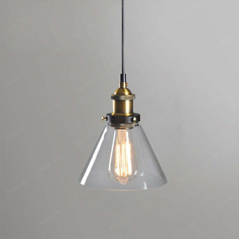Teni Industrial Glass Pendant Light Clear/Amber/Smoke Grey-Relic Pieces