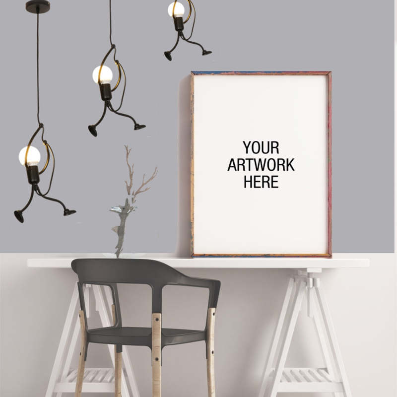 Esi Retro Modern Iron Man Pendant Light, Black-Relic Pieces