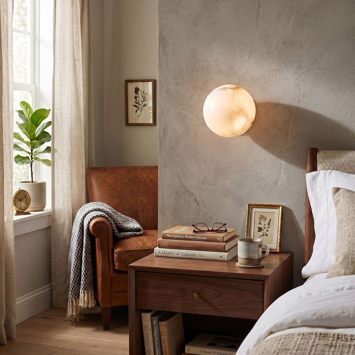 Navo Alabaster Mini Orb Wall Lamp