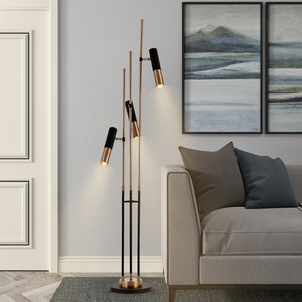 Fegised Modern Tall Metal 3 Bulb Floor Lamp, Black