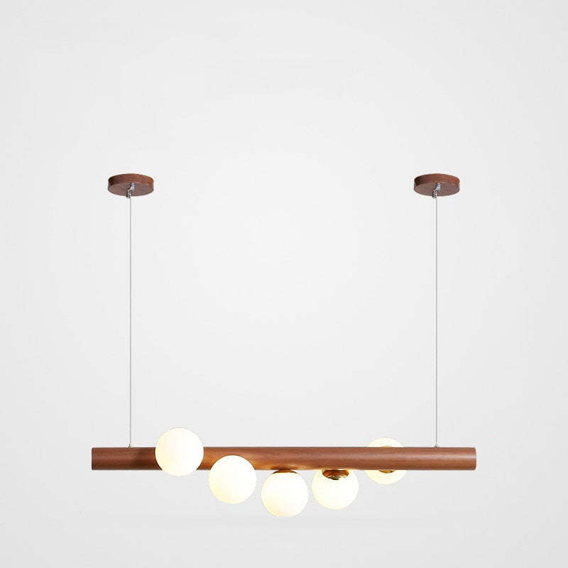 Taribid Glass Bubble Pendant Light Wood/Walnut