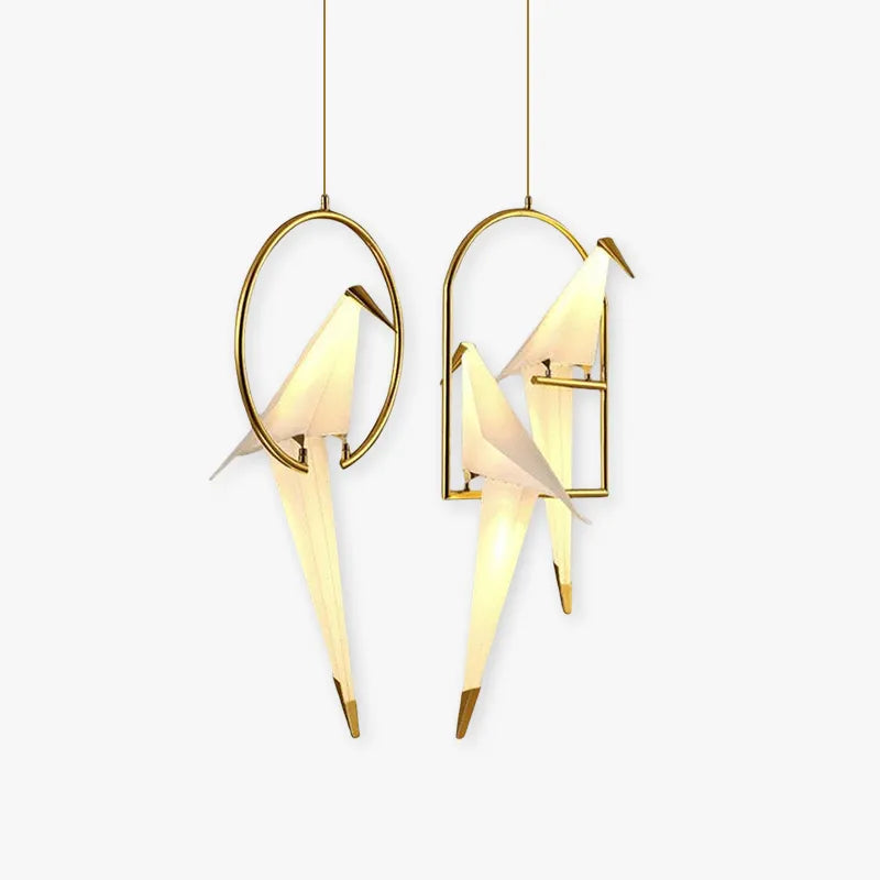 Mubagir Modern Nordic Post Modern Bird Pendant Light, White/Clear