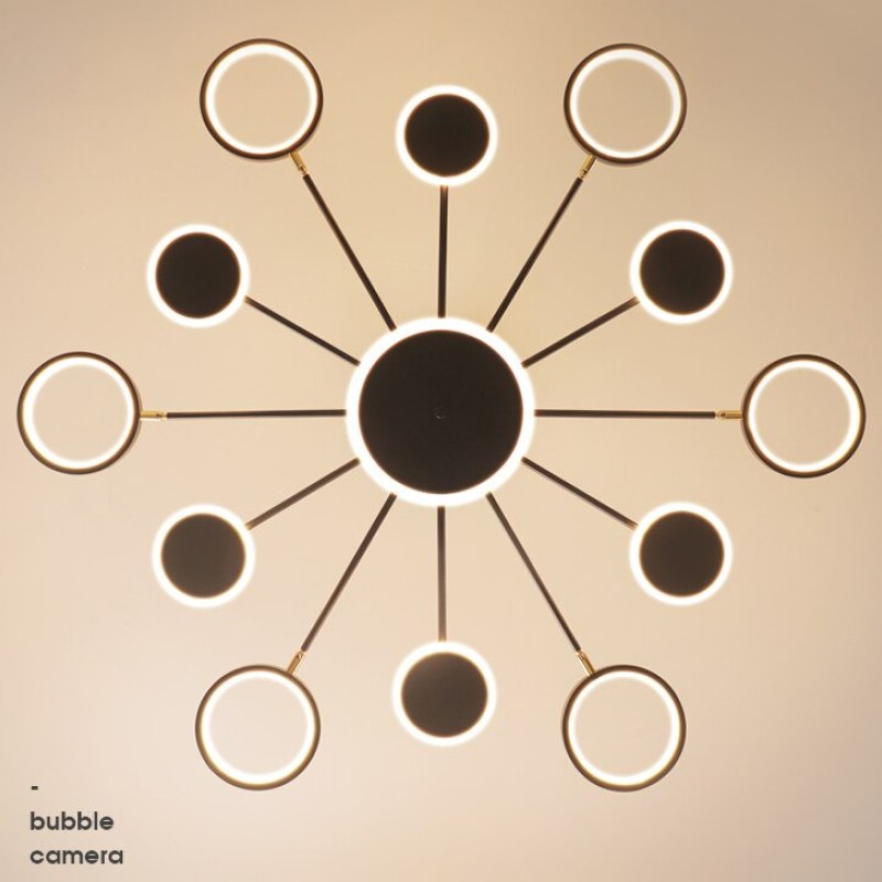 Juvidon Modern Led Chandelier, Geometric, Black Dimmable